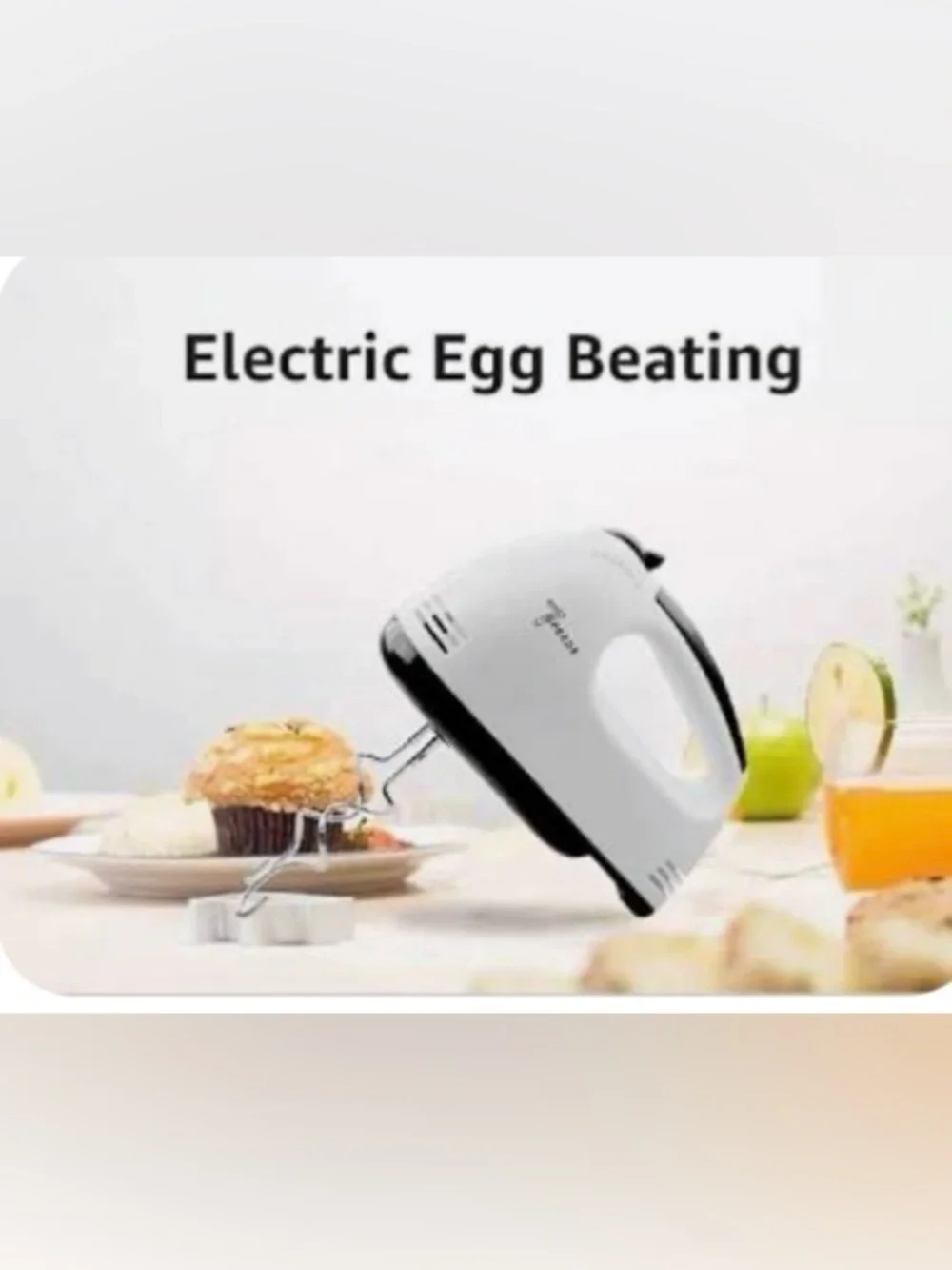 White and Black Hand Mixer with Beaters